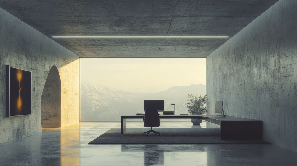 Linear Workspace — Urban Apartment Interior